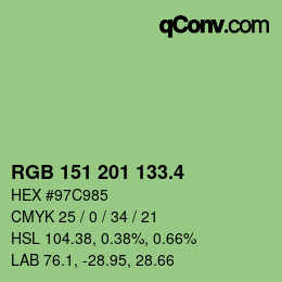 カラーコード: RGB 151 201 133.4 | qconv.com