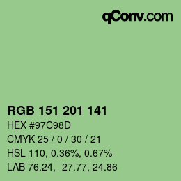 カラーコード: RGB 151 201 141 | qconv.com
