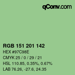 Color code: RGB 151 201 142 | qconv.com