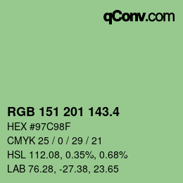 カラーコード: RGB 151 201 143.4 | qconv.com
