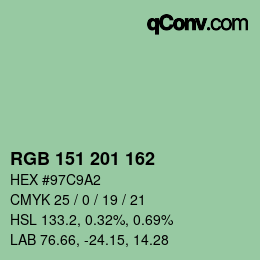 カラーコード: RGB 151 201 162 | qconv.com