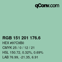 カラーコード: RGB 151 201 176.6 | qconv.com