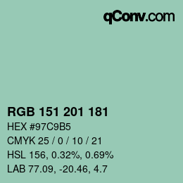 Color code: RGB 151 201 181 | qconv.com