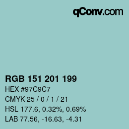 Color code: RGB 151 201 199 | qconv.com