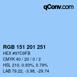 カラーコード: RGB 151 201 251 | qconv.com