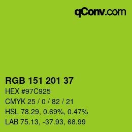 Color code: RGB 151 201 37 | qconv.com