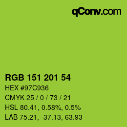 Color code: RGB 151 201 54 | qconv.com
