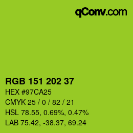 Color code: RGB 151 202 37 | qconv.com