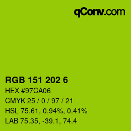 Color code: RGB 151 202 6 | qconv.com