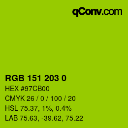 Color code: RGB 151 203 0 | qconv.com