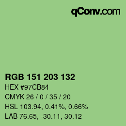 Color code: RGB 151 203 132 | qconv.com
