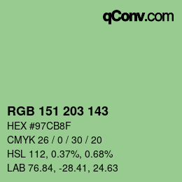 Color code: RGB 151 203 143 | qconv.com