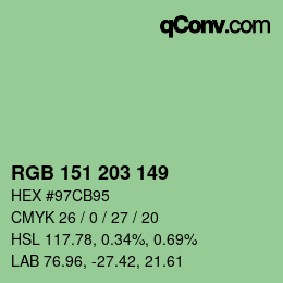 Farbcode: RGB 151 203 149 | qconv.com