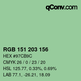 カラーコード: RGB 151 203 156 | qconv.com