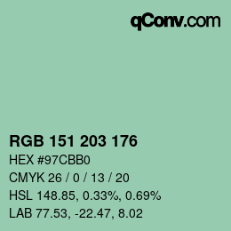 Código de color: RGB 151 203 176 | qconv.com