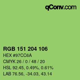 Color code: RGB 151 204 106 | qconv.com