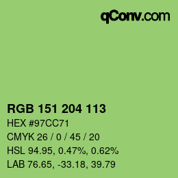 Color code: RGB 151 204 113 | qconv.com