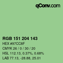 Color code: RGB 151 204 143 | qconv.com