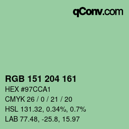 Color code: RGB 151 204 161 | qconv.com