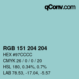 Color code: RGB 151 204 204 | qconv.com