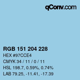 Color code: RGB 151 204 228 | qconv.com