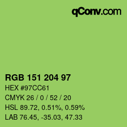 Color code: RGB 151 204 97 | qconv.com