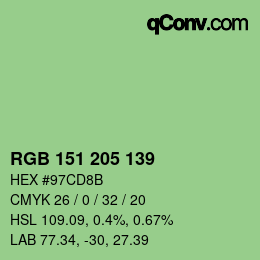 Color code: RGB 151 205 139 | qconv.com