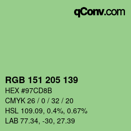 颜色代码: RGB 151 205 139 | qconv.com