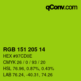 Color code: RGB 151 205 14 | qconv.com