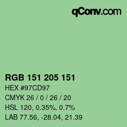 Color code: RGB 151 205 151 | qconv.com
