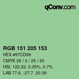 Color code: RGB 151 205 153 | qconv.com