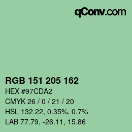 Color code: RGB 151 205 162 | qconv.com