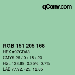 Color code: RGB 151 205 168 | qconv.com