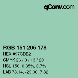 Color code: RGB 151 205 178 | qconv.com