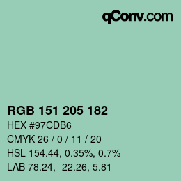 Color code: RGB 151 205 182 | qconv.com