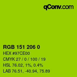 カラーコード: RGB 151 206 0 | qconv.com