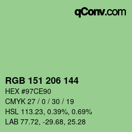 カラーコード: RGB 151 206 144 | qconv.com