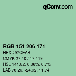 カラーコード: RGB 151 206 171 | qconv.com