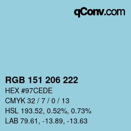 Farbcode: RGB 151 206 222 | qconv.com