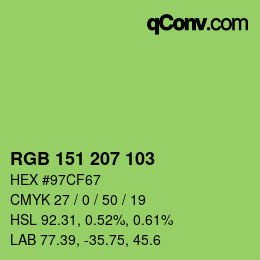 Color code: RGB 151 207 103 | qconv.com