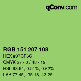 Color code: RGB 151 207 108 | qconv.com