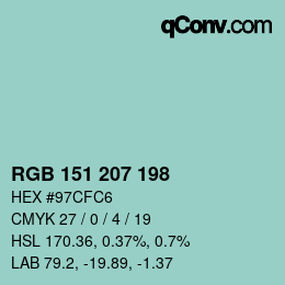 Code couleur: RGB 151 207 198 | qconv.com