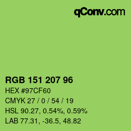 Color code: RGB 151 207 96 | qconv.com