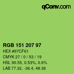 Color code: RGB 151 207 97 | qconv.com