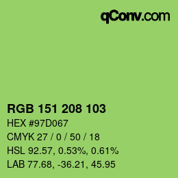 Color code: RGB 151 208 103 | qconv.com