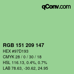 カラーコード: RGB 151 209 147 | qconv.com