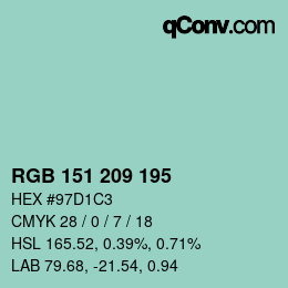 カラーコード: RGB 151 209 195 | qconv.com