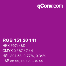 Color code: RGB 151 20 141 | qconv.com