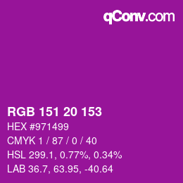 Color code: RGB 151 20 153 | qconv.com