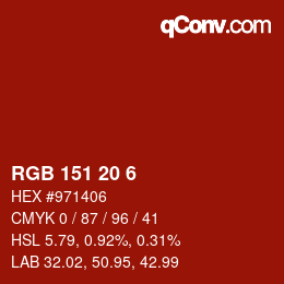 Color code: RGB 151 20 6 | qconv.com